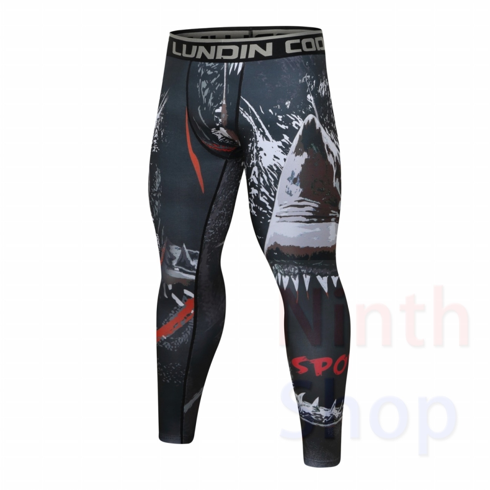 Men's Compression Elastic Tight Leggings Sport Printing Pants Outdoor Running Pants Quick Dry Pants Fashion Trousers