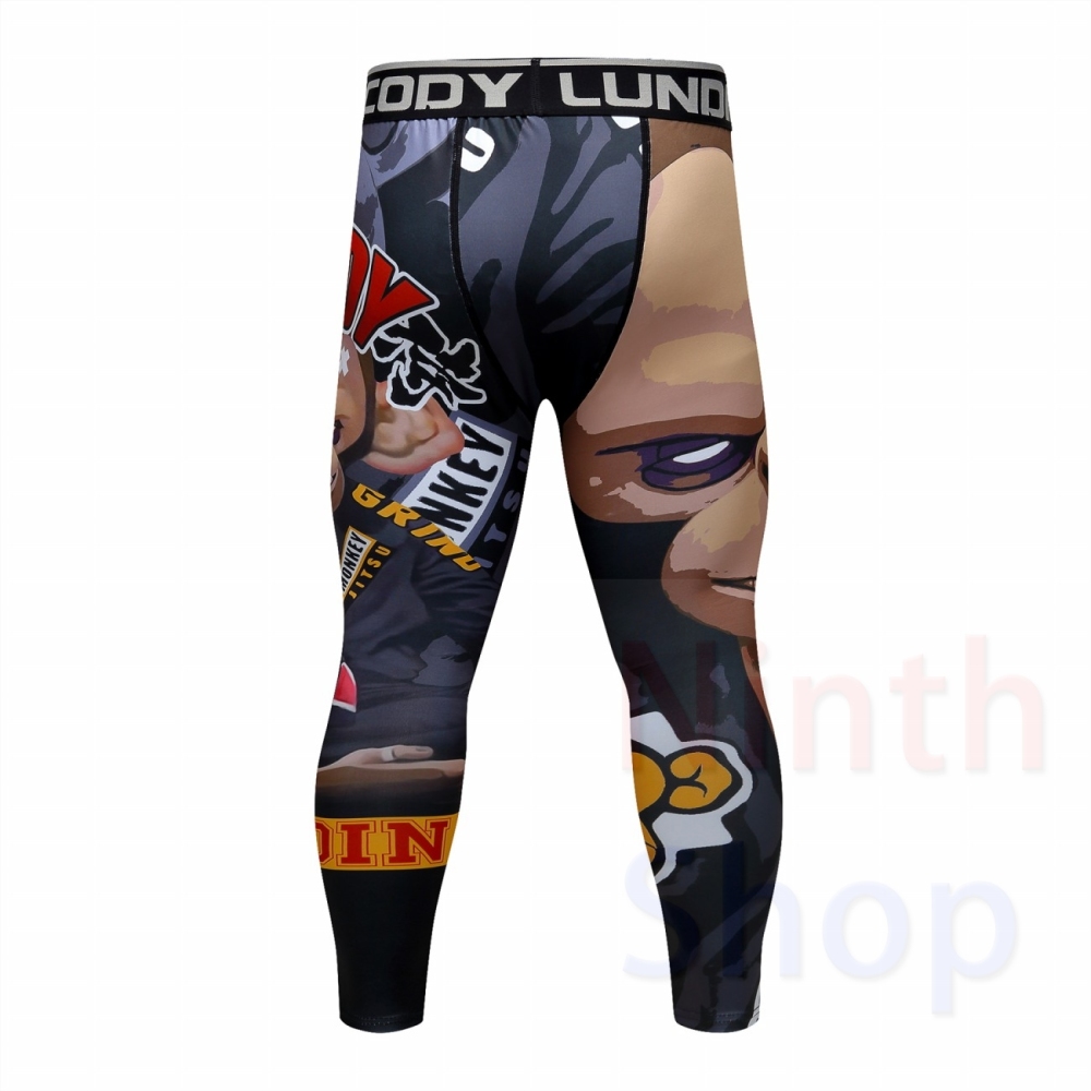 Men's Compression Elastic Tight Leggings Sport Printing Pants Outdoor Running Pants Quick Dry Pants Fashion Trousers
