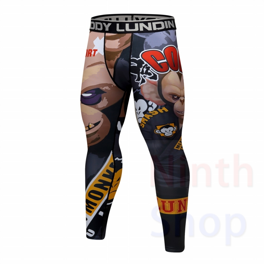 Men's Compression Elastic Tight Leggings Sport Printing Pants Outdoor Running Pants Quick Dry Pants Fashion Trousers
