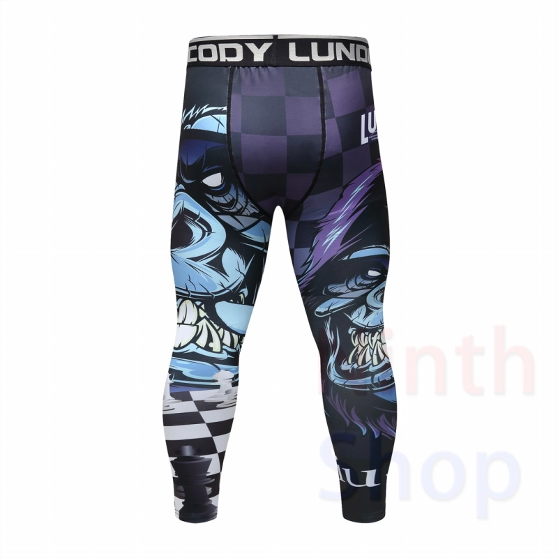 Men's Compression Elastic Tight Leggings Sport Printing Pants Outdoor Running Pants Quick Dry Pants Fashion Trousers