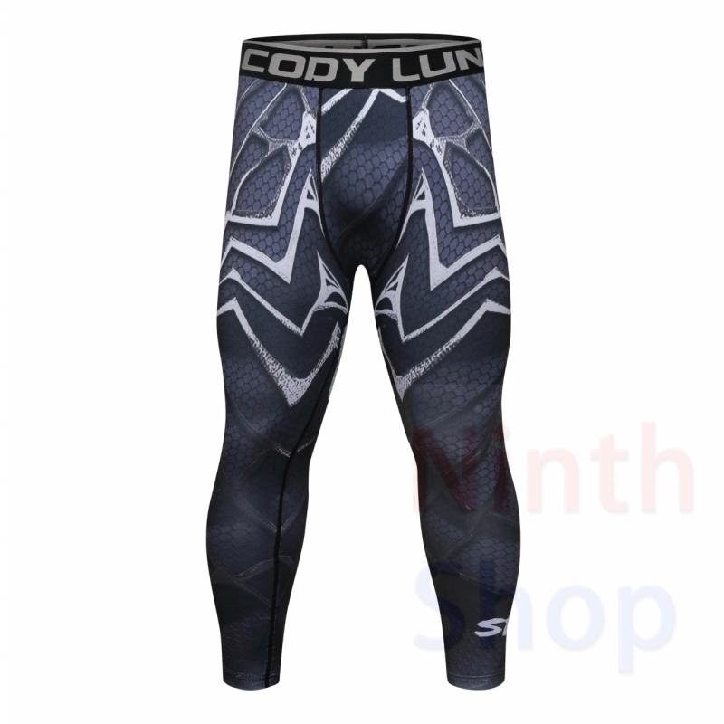 Men's Compression Elastic Tight Leggings Sport Printing Pants Outdoor Running Pants Quick Dry Pants Fashion Trousers