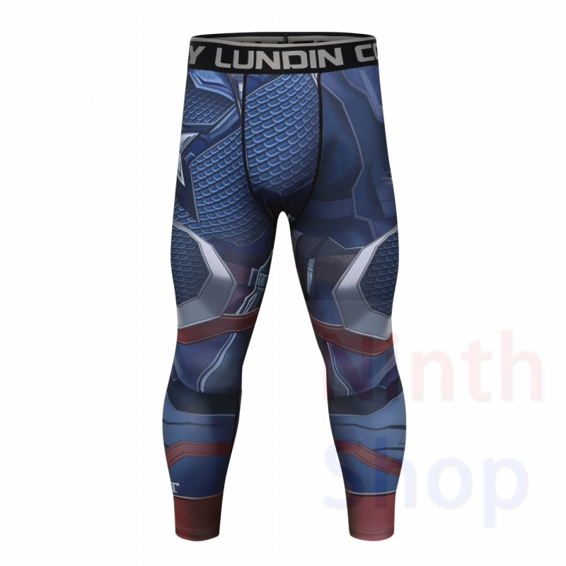 Men's Compression Elastic Tight Leggings Sport Printing Pants Outdoor Running Pants Quick Dry Pants Fashion Trousers