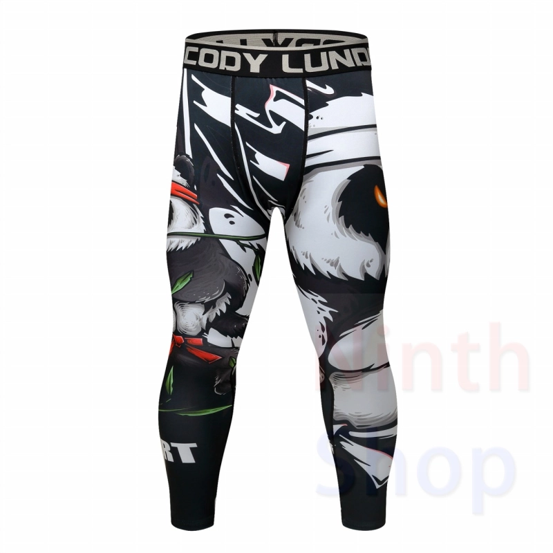 Men's Compression Elastic Tight Leggings Sport Printing Pants Outdoor Running Pants Quick Dry Pants Fashion Trousers