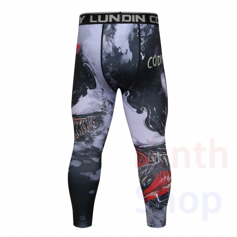 Men's Compression Elastic Tight Leggings Sport Printing Pants Outdoor Running Pants Quick Dry Pants Fashion Trousers