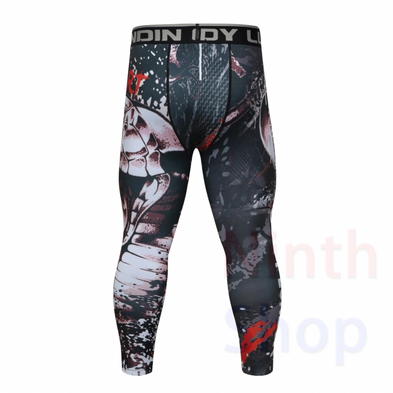 Men's Compression Elastic Tight Leggings Sport Printing Pants Outdoor Running Pants Quick Dry Pants Fashion Trousers