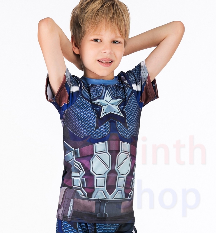 Boy's Casual T-Shirts Avengers T-Shirts Quick Dry Short Sleeve Tee Compression Sports Fitness Shirt Running Shirt