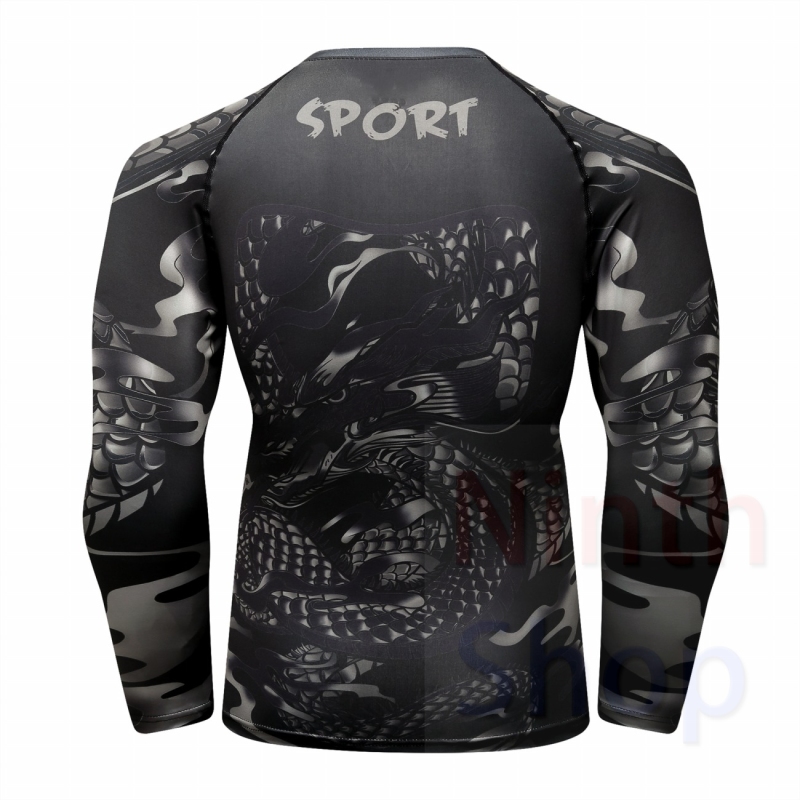 Men's Compression Sports Shirt  Running Functional Long Sleeve Tee Cool Dry Long Sleeve Base Layer Shirts Printing Long Sleeve