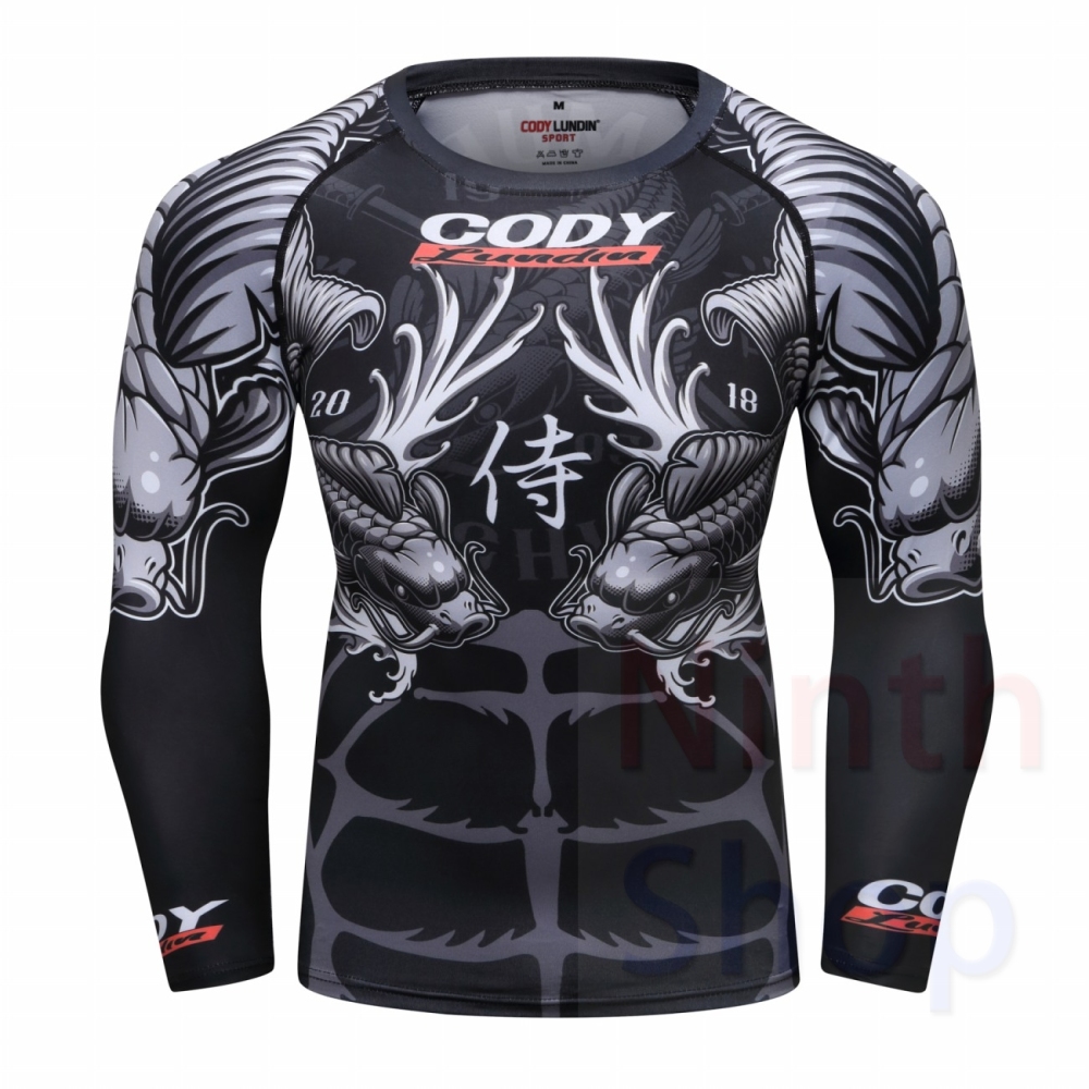 Men's Compression Sports Shirt  Running Functional Long Sleeve Tee Cool Dry Long Sleeve Base Layer Shirts Printing Long Sleeve
