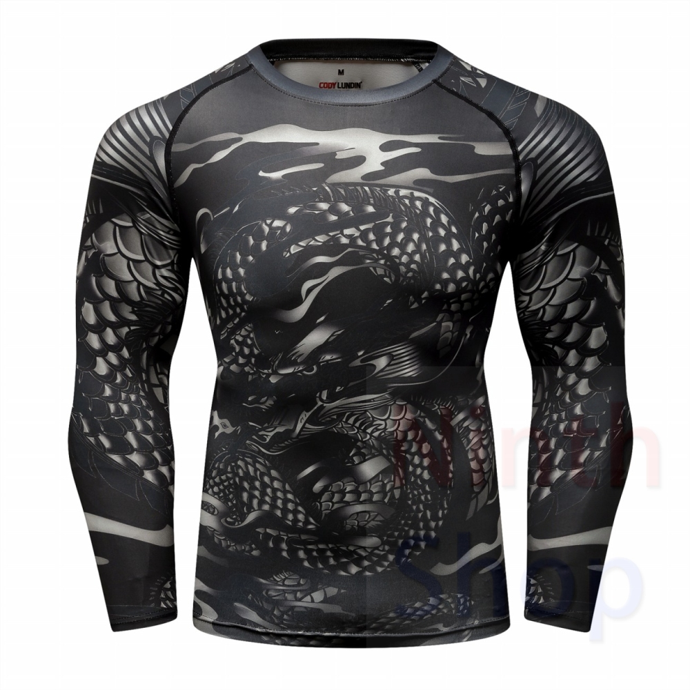 Men's Compression Sports Shirt  Running Functional Long Sleeve Tee Cool Dry Long Sleeve Base Layer Shirts Printing Long Sleeve