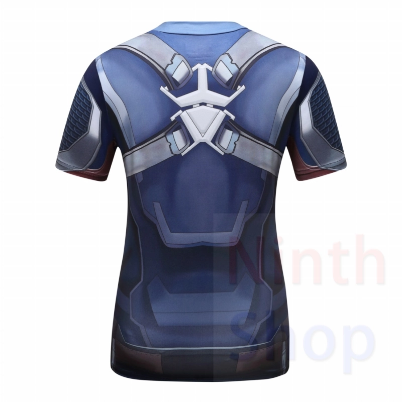 Women's Compression Sports Short-Sleeve T-Shirt Captain America Shirts Quick Dry T-Shirt Top Fitness Training T-Shirt