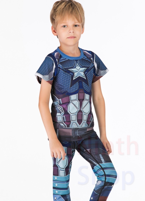 Boy's Casual T-Shirts Avengers T-Shirts Quick Dry Short Sleeve Tee Compression Sports Fitness Shirt Running Shirt