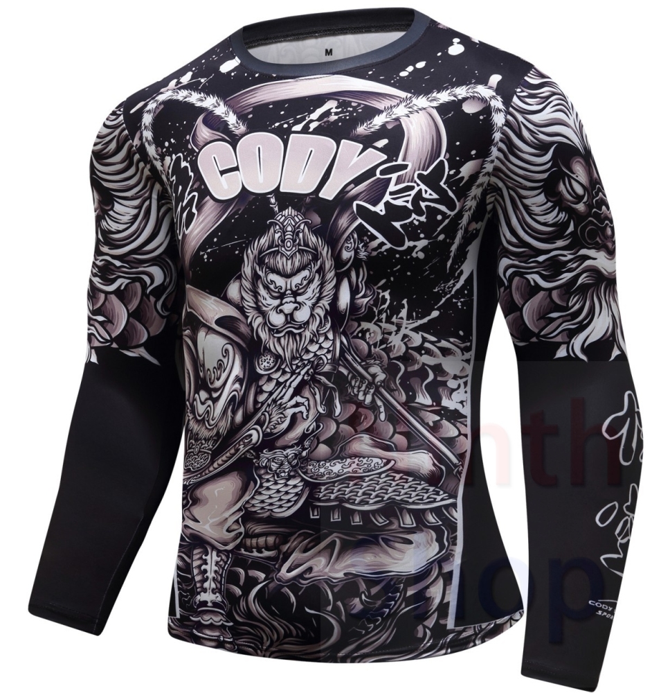Men's Compression Sports Shirt  Running Functional Long Sleeve Tee Cool Dry Long Sleeve Base Layer Shirts Printing Long Sleeve