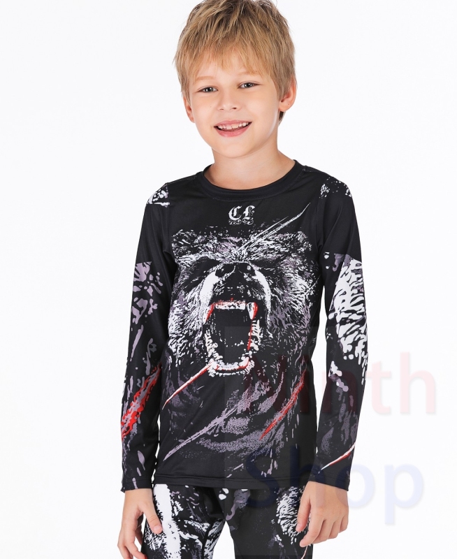 Boy's Compression Sports Long Shirt Base Layer Long Sleeve Kids Sport Running T-Shirt Quick Dry Outdoor Long Sleeve Tee