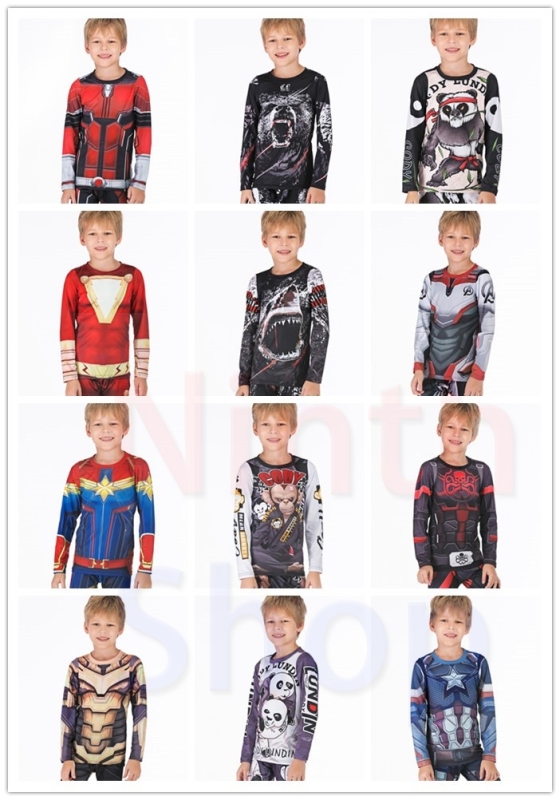 Boy's Compression Sports Long Shirt Base Layer Long Sleeve Kids Sport Running T-Shirt Quick Dry Outdoor Long Sleeve Tee