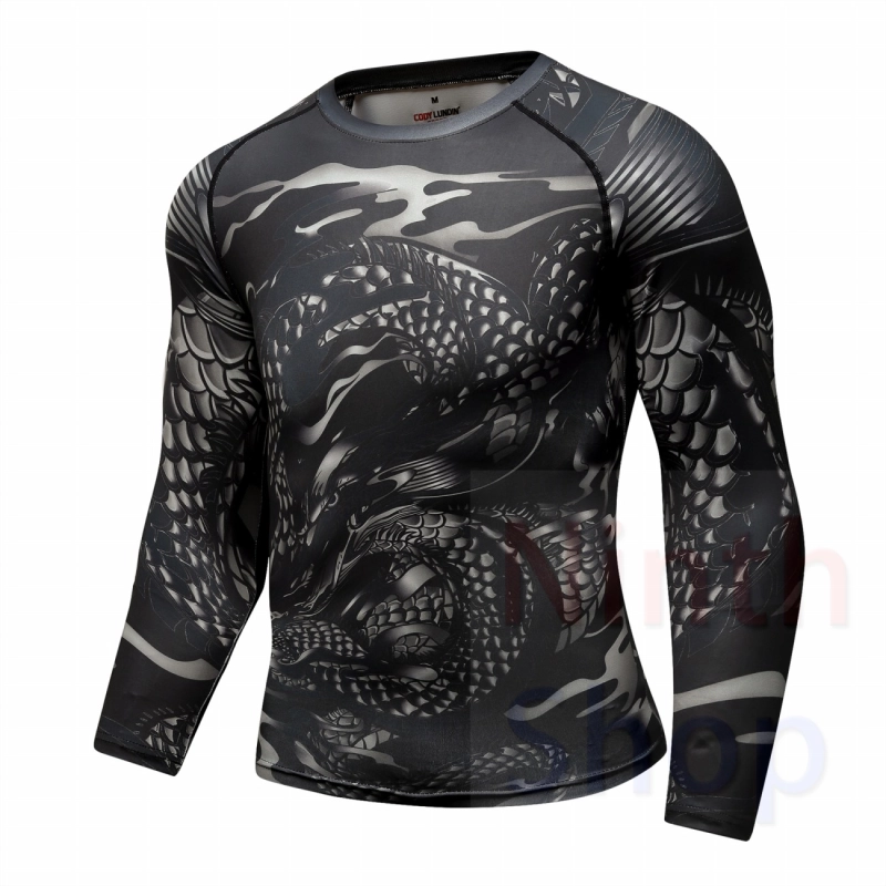 Men's Compression Sports Shirt  Running Functional Long Sleeve Tee Cool Dry Long Sleeve Base Layer Shirts Printing Long Sleeve