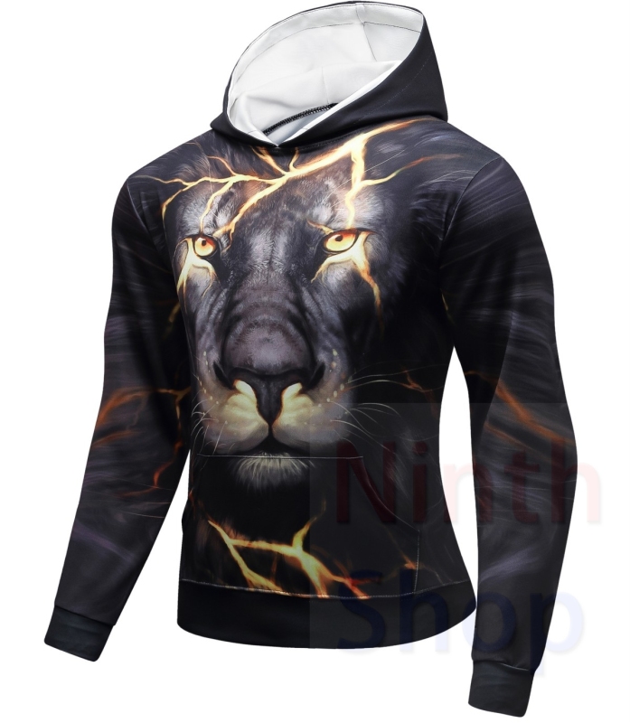 Men's Hoodies 3D Color Printing Loose Fashion Pullover Sports Hoodie Quick-Dry Long Sleeves Hoodies