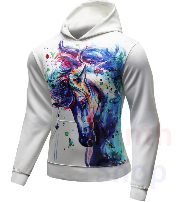 Men's Hoodies 3D Color Printing Loose Fashion Pullover Sports Hoodie Quick-Dry Long Sleeves Hoodies