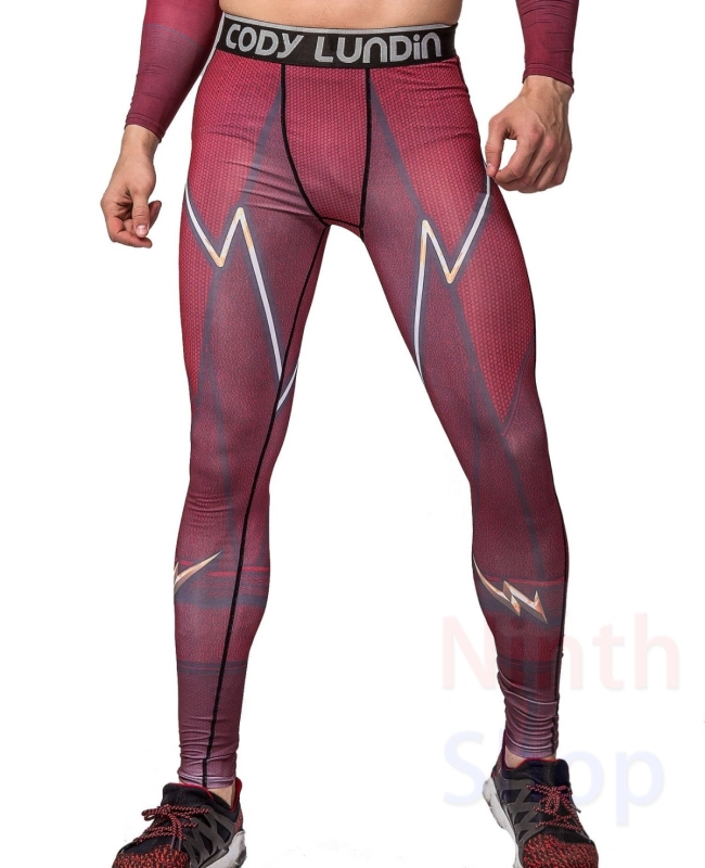 Men's Compression Elastic Tight Leggings Sport Lightning Printing Pants