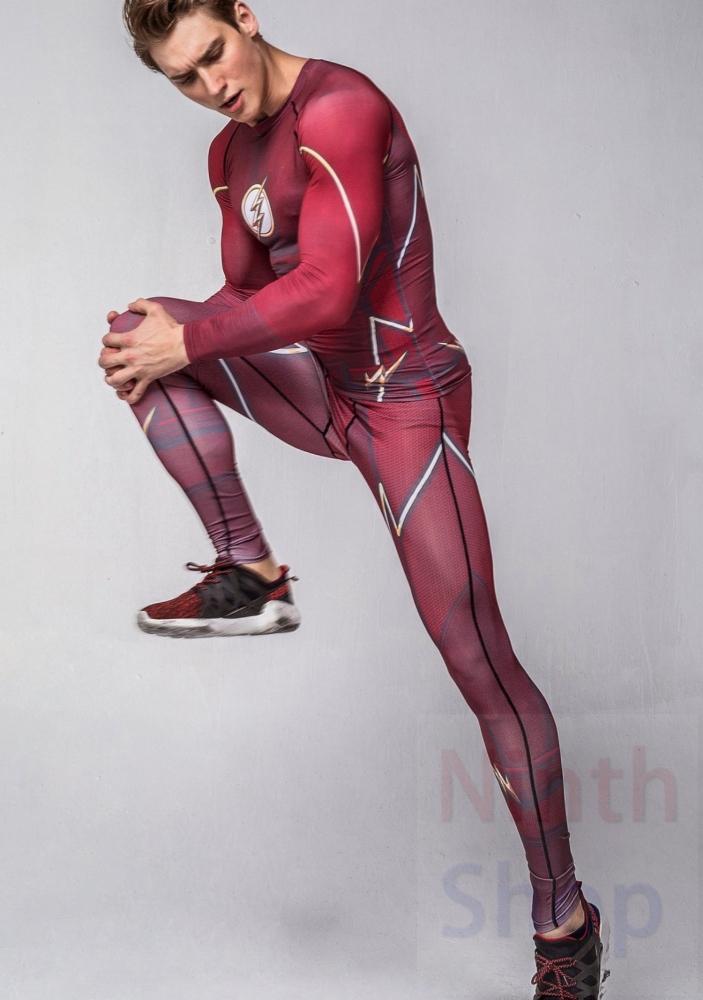 Men's Compression Elastic Tight Leggings Sport Lightning Printing Pants