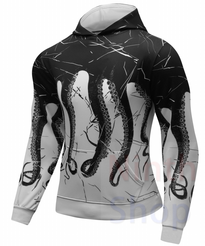 Men's Hooded Long Sleeves Fitness Quick-Dry Pullover New Outdoor Running 3D Printed Adult Graphic Hooded Top Hoodies with Pocket