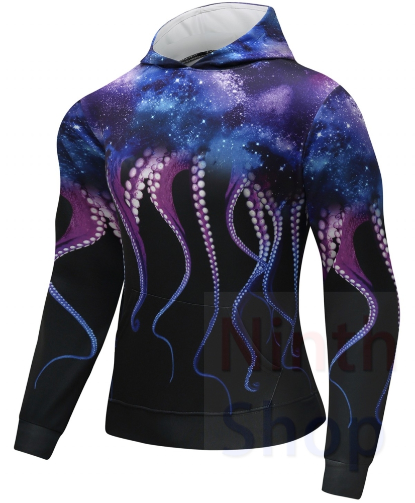 Men's Hooded Long Sleeves Fitness Quick-Dry Pullover New Outdoor Running 3D Printed Adult Graphic Hooded Top Hoodies with Pocket