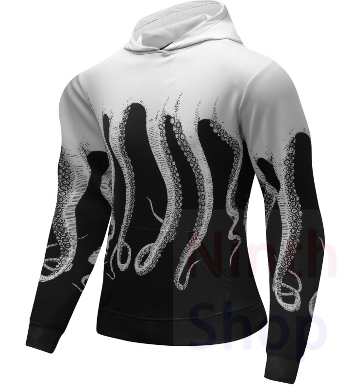 Men's Hooded Long Sleeves Fitness Quick-Dry Pullover New Outdoor Running 3D Printed Adult Graphic Hooded Top Hoodies with Pocket