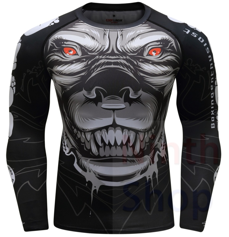 Men's Quick Dry Long Sleeve Clothes 3D Digital Printing Men's Tight Training Exercise Fitness Running Outdoor Shirt