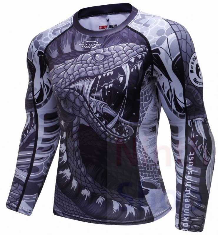 Men's Quick Dry Long Sleeve Clothes 3D Digital Printing Men's Tight Training Exercise Fitness Running Outdoor Shirt