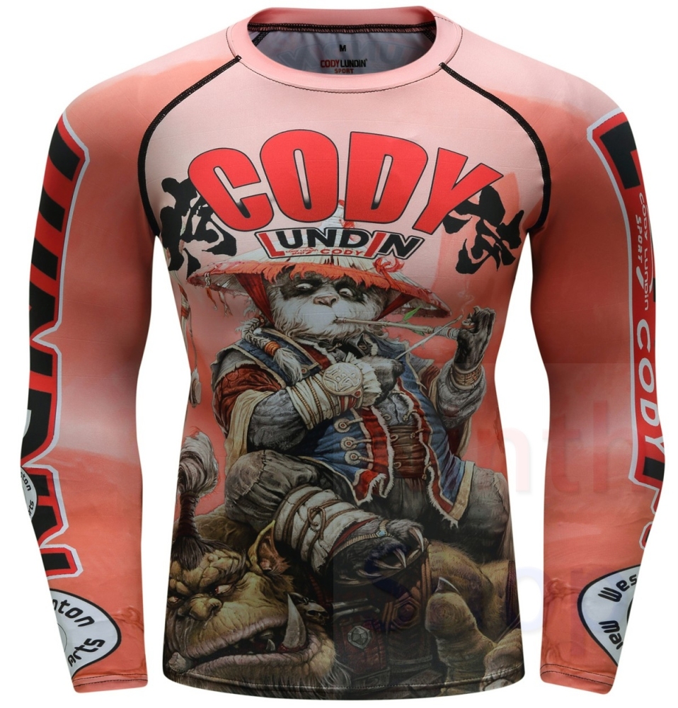 Men's Quick Dry Long Sleeve Clothes 3D Digital Printing Men's Tight Training Exercise Fitness Running Outdoor Shirt