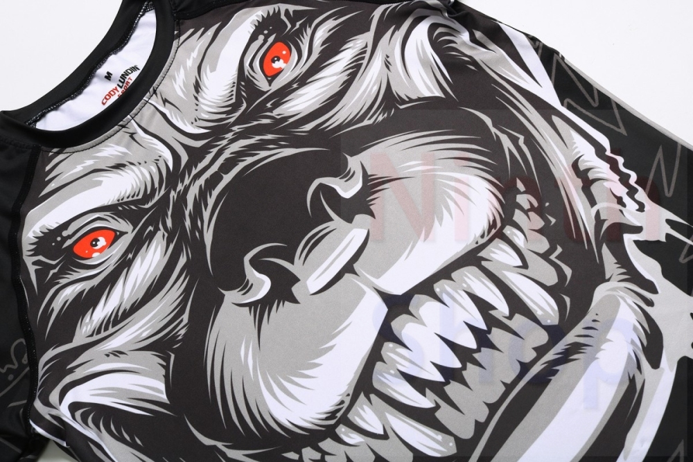 Men's Quick Dry Long Sleeve Clothes 3D Digital Printing Men's Tight Training Exercise Fitness Running Outdoor Shirt