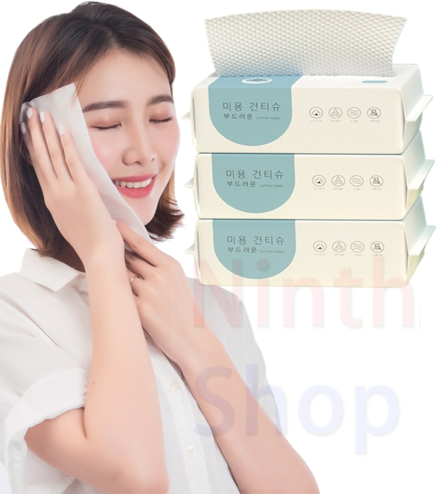 使い捨てタオル 敏感肌洗顔専用タオル 顔拭きシート 旅行と出張タオル 乾湿両用厚手タオル コットン100% 毛羽立ちなし多目的コットン 100枚入