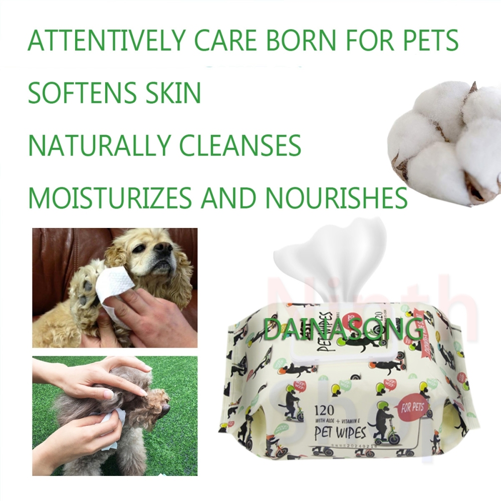 Pet Wipes, Dogs Cats Cleansing & Deodorizing Anal Gland Hygienic Wipe​, Plant-Based Aloe Vera/Nature Hypoallergenic,Deodorizing Grooming Pet Wipes for