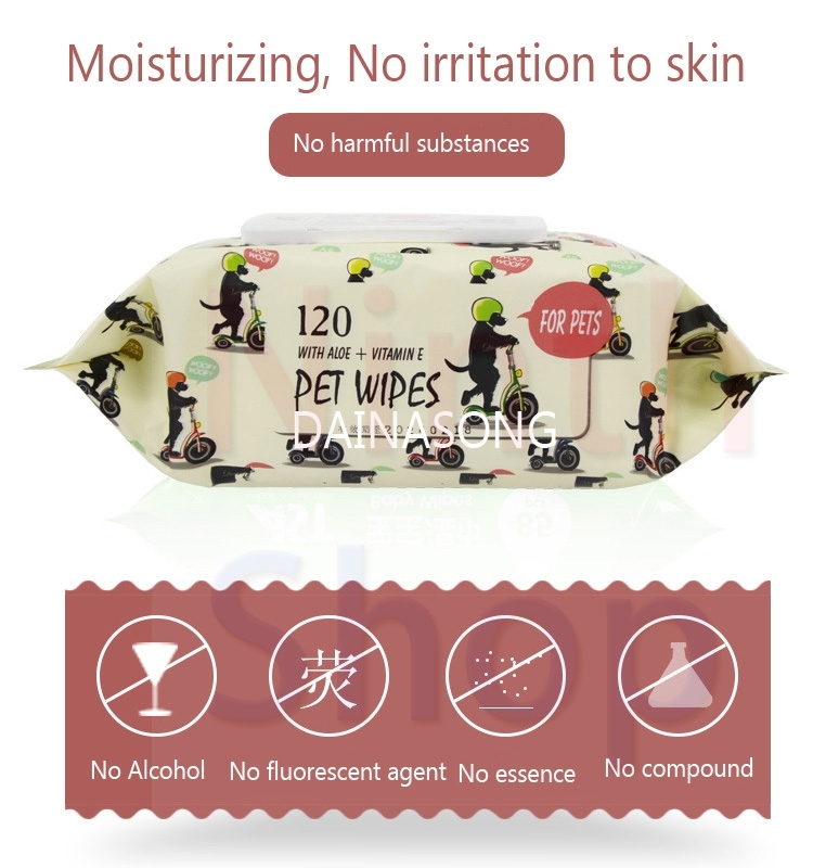 Pet Wipes, Dogs Cats Cleansing & Deodorizing Anal Gland Hygienic Wipe​, Plant-Based Aloe Vera/Nature Hypoallergenic,Deodorizing Grooming Pet Wipes for
