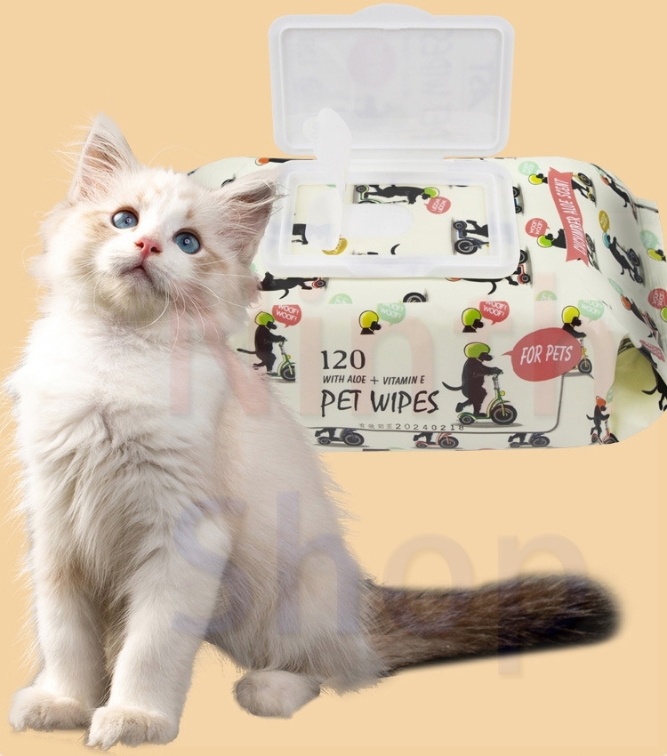 Pet Wipes, Dogs Cats Cleansing & Deodorizing Anal Gland Hygienic Wipe​, Plant-Based Aloe Vera/Nature Hypoallergenic,Deodorizing Grooming Pet Wipes for