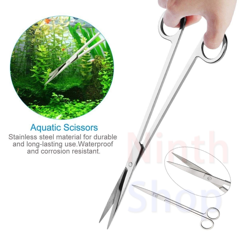 Fish Tank Stainless Steel Plant Tool Set Aquarium Aquascaping Tweezers Scissors Kit 3 in 1/5 in 1/Substrate Spatula