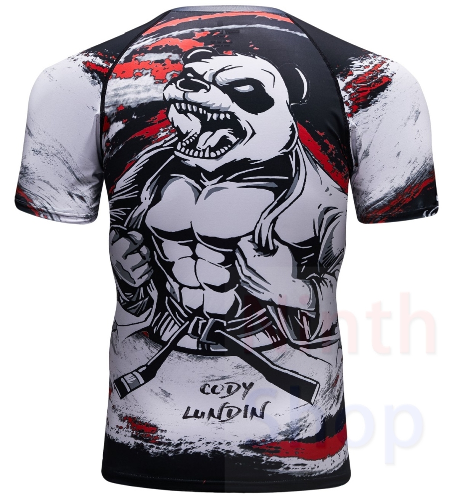 Men's Quick Dry Short Sleeve Clothes 3D Digital Printing Men's Tight Training Exercise Fitness Running Outdoor Shirt