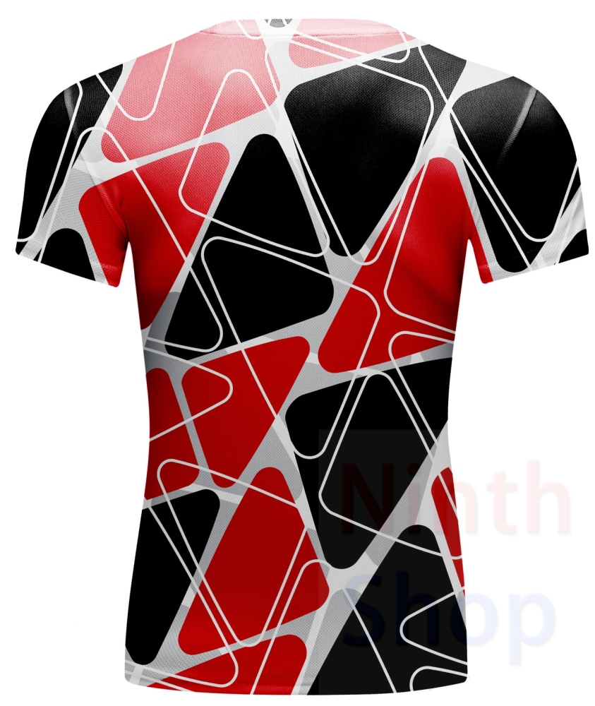 Men's Quick Dry Short Sleeve Clothes 3D Digital Printing Men's Tight Training Exercise Fitness Running Outdoor Shirt