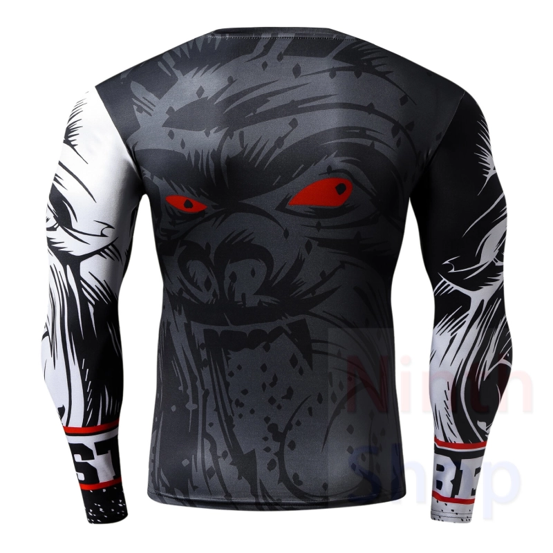 Men's Compression Fitness Shirt RYU American Soldier Guile Clothes MMA Quick-Dry Functional Long Sleeve Tee