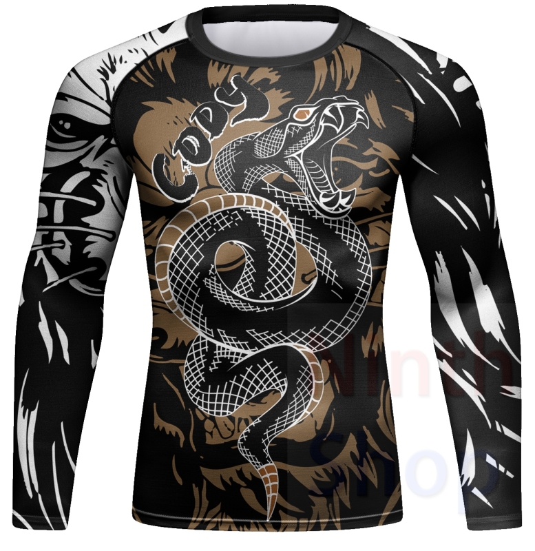 Men Long Sleeve Shirt Compression Top Sport T-shirt Cody Print Shirts Cool Dry Base layer Shirt ALL SEASON for Running Training Sweatshirt (23485)