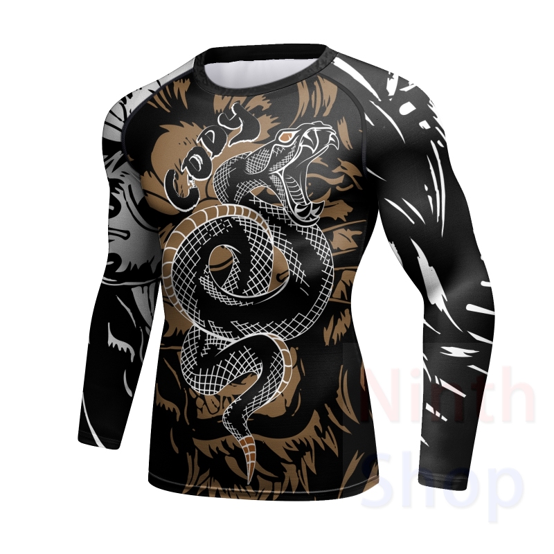 Men Long Sleeve Shirt Compression Top Sport T-shirt Cody Print Shirts Cool Dry Base layer Shirt ALL SEASON for Running Training Sweatshirt (23485)