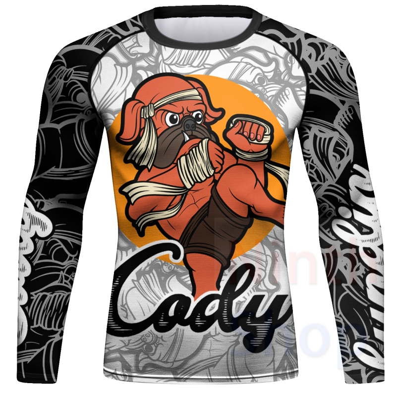 Men Long Sleeve Shirt Compression Top Sport T-shirt Cody Print Shirts Cool Dry Base layer Shirt ALL SEASON for Running Training Sweatshirt(23492)