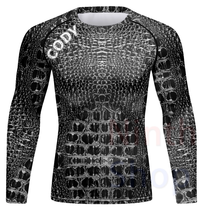 Men Long Sleeve Shirt Compression Top Sport T-shirt Cody Print Shirts Cool Dry Base layer Shirt ALL SEASON for Running Training Sweatshirt(23493)