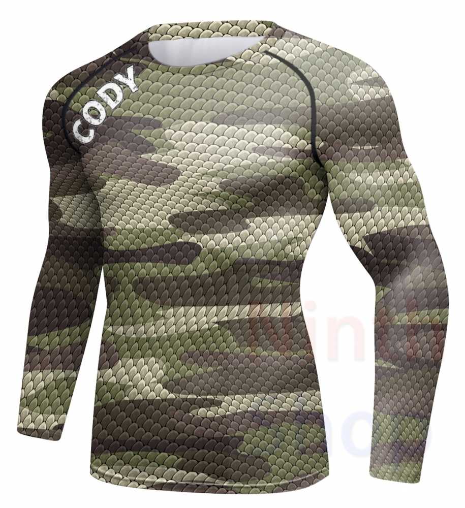 Men Long Sleeve Shirt Compression Top Sport T-shirt Cody Print Shirts Cool Dry Base layer Shirt ALL SEASON for Running Training Sweatshirt(23494)