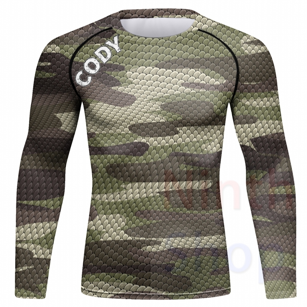 Men Long Sleeve Shirt Compression Top Sport T-shirt Cody Print Shirts Cool Dry Base layer Shirt ALL SEASON for Running Training Sweatshirt(23494)