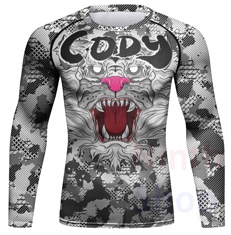 Men Long Sleeve Shirt Compression Top Sport T-shirt Cody Print Shirts Cool Dry Base layer Shirt ALL SEASON for Running Training Sweatshirt(23487)