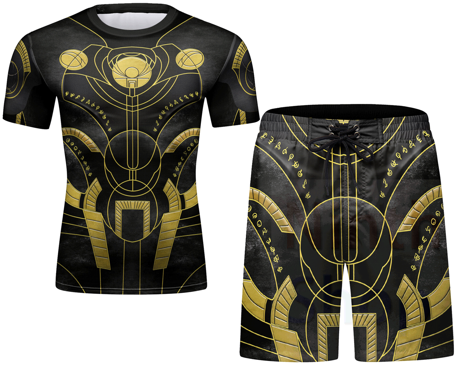 Cody Lundin Men's Compression Set - Short Sleeve Shirt and Short - 2 Piece Casual Top Shorts Set Sports Jogging Set Quick-drying(211489-22119)