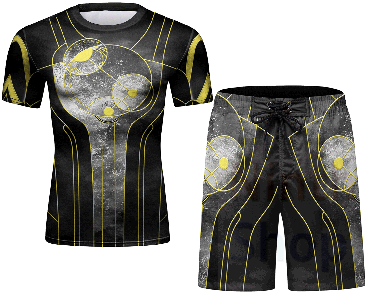 Cody Lundin Men's Compression Set - Short Sleeve Shirt and Short - 2 Piece Casual Top Shorts Set Sports Jogging Set Quick-drying(211490-22120)