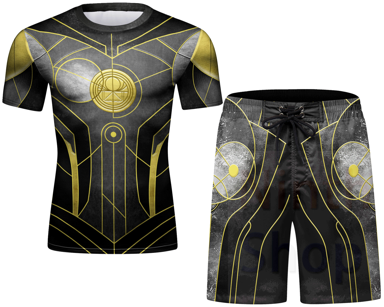 Cody Lundin Men's Compression Set - Short Sleeve Shirt and Short - 2 Piece Casual Top Shorts Set Sports Jogging Set Quick-drying(211493-22120)