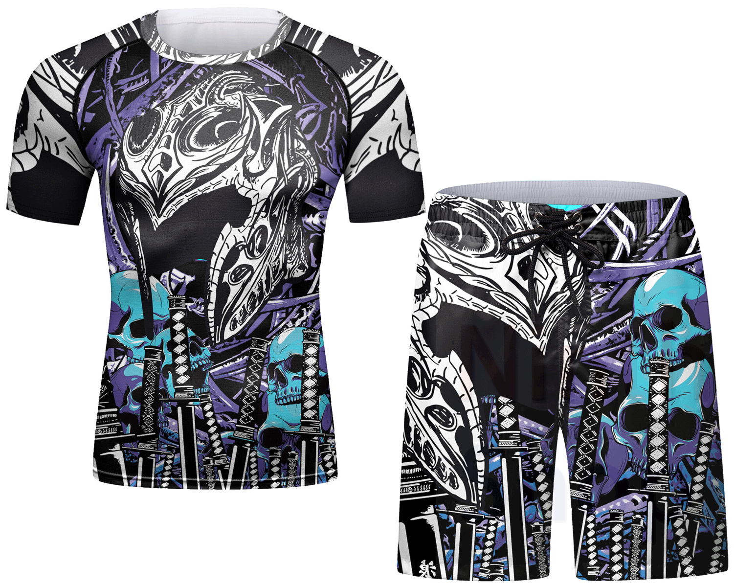 Cody Lundin Men’s Sports T-shirt and Drawstring Shorts 2 Pieces Sets Cool Dry Compression Round Collar Summer Fitness Sports Suit（211472-21089）