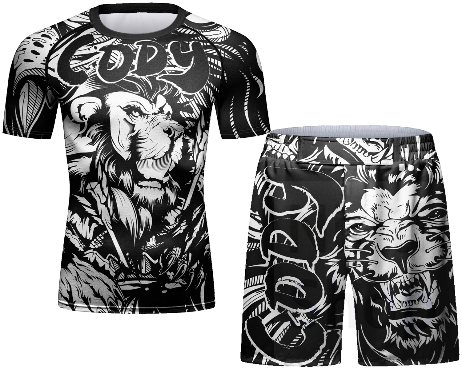 Cody Lundin Men's Sports T-shirt and Shorts 2 Pieces Sets Cool Dry Compression Round Collar Summer Fitness Sports Suit(231564-23188)